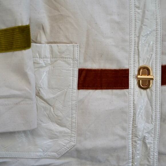 Tory Burch Cadyn Barn Jacket Natural Canvas Tone Toggle Button Womens Size 8 - Picture 6 of 10